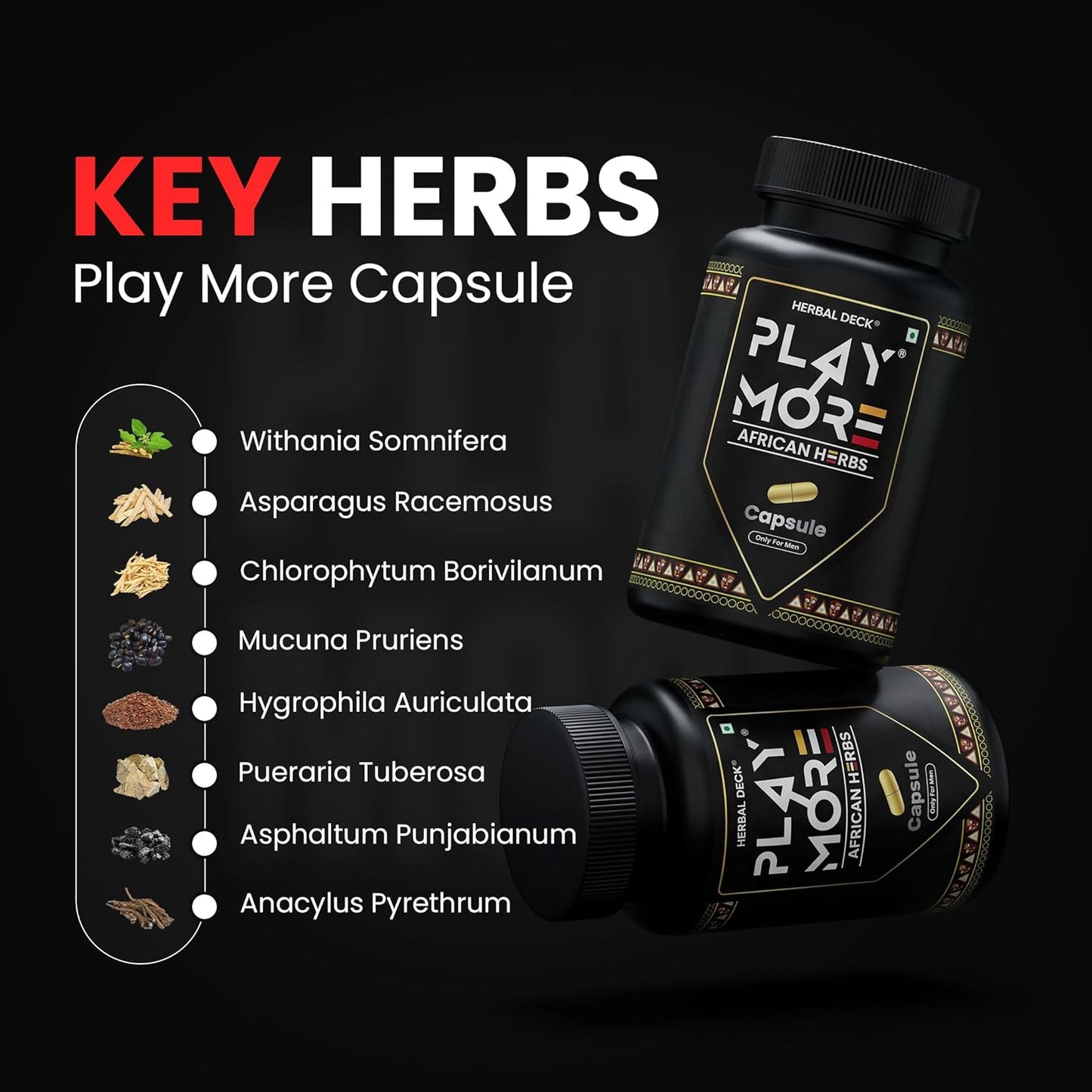 Original Play Mor Capsule African Herbs Premium, Natural Ingredients for Overall Health & Balanced Lifestyle | Play_mor african herbs - 150g