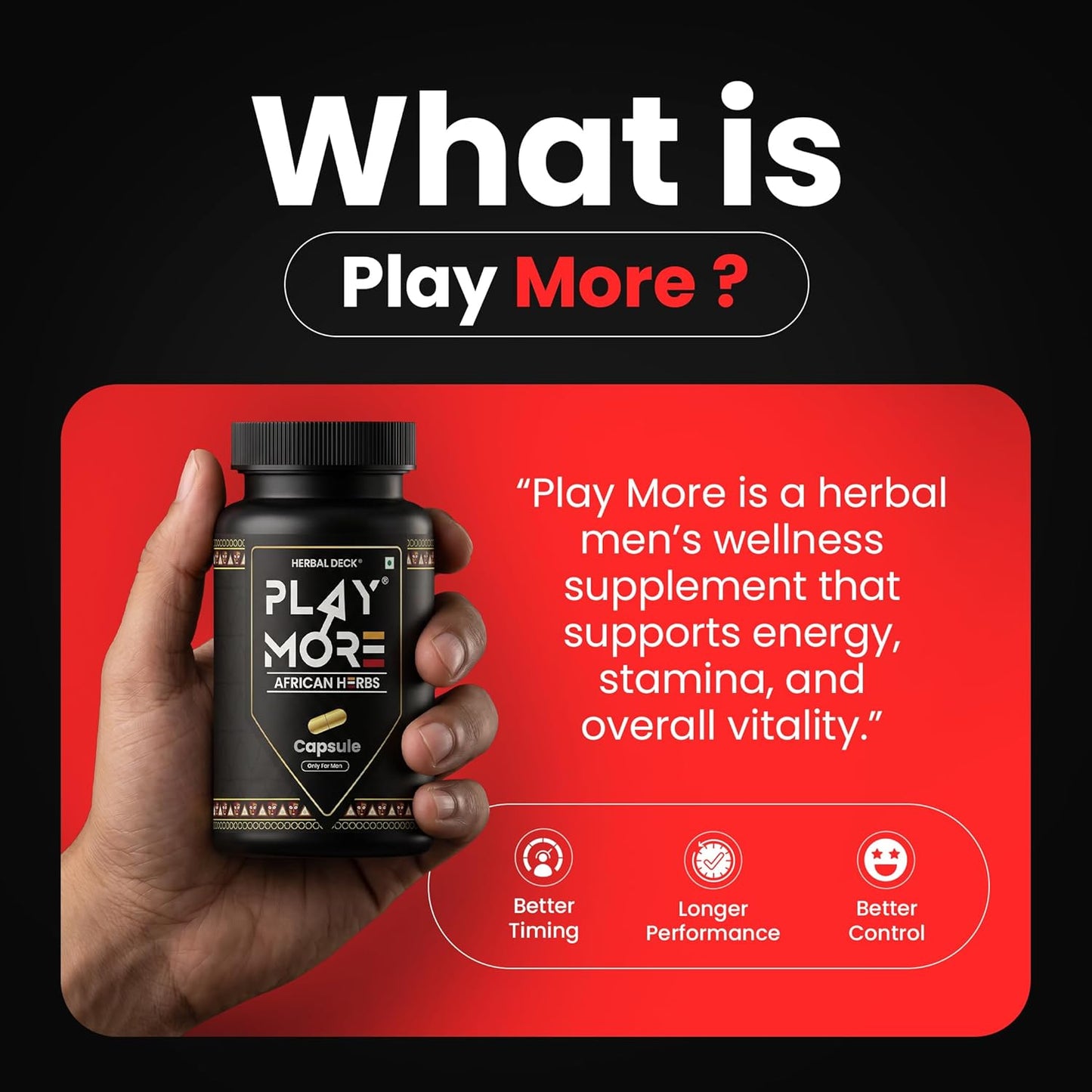 Original Play Mor Capsule African Herbs Premium, Natural Ingredients for Overall Health & Balanced Lifestyle | Play_mor african herbs - 150g
